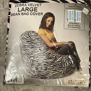 Zebra Velvet Large Bean Bag Cover